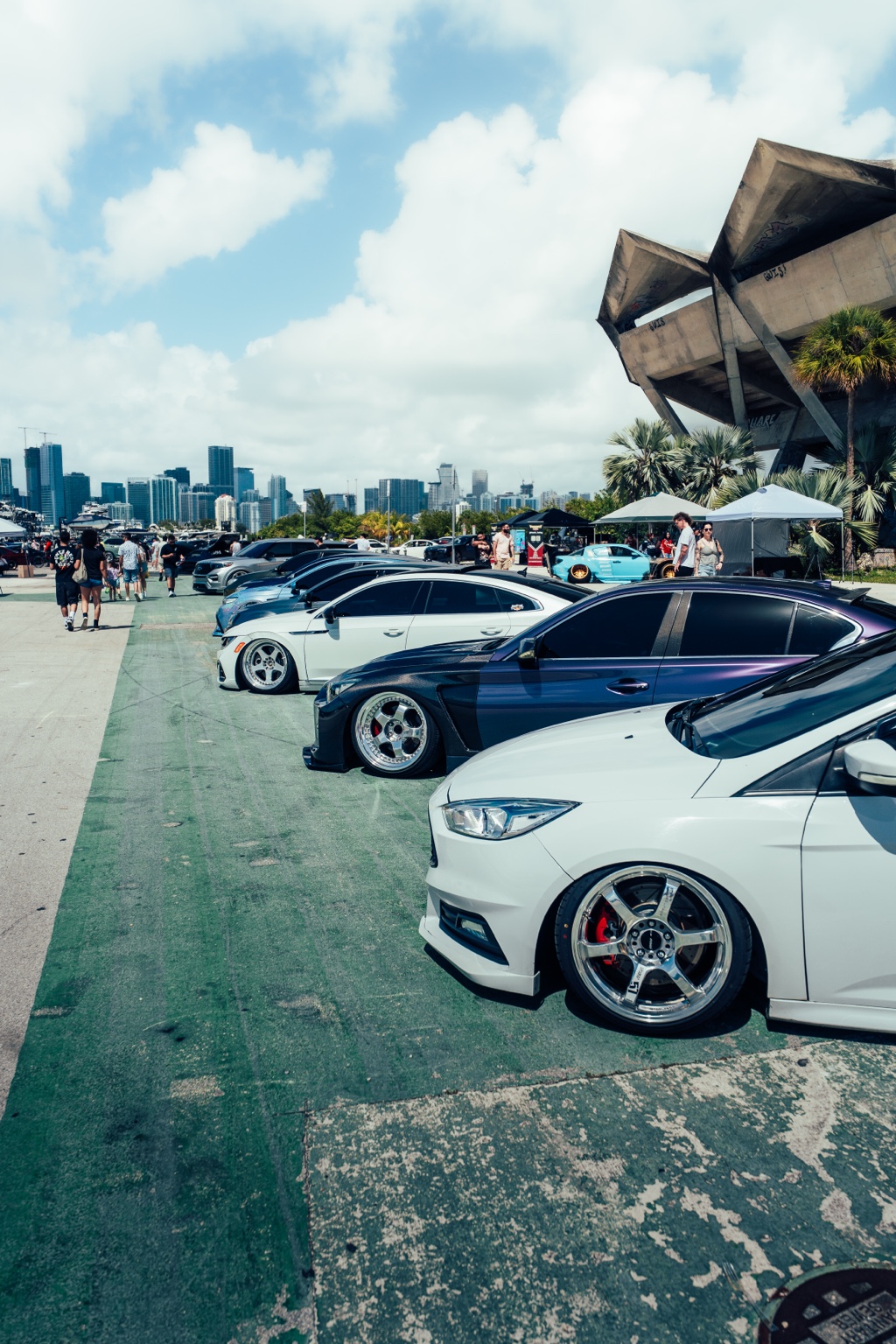 Modified cars and the Miami Marine Stadium event venue